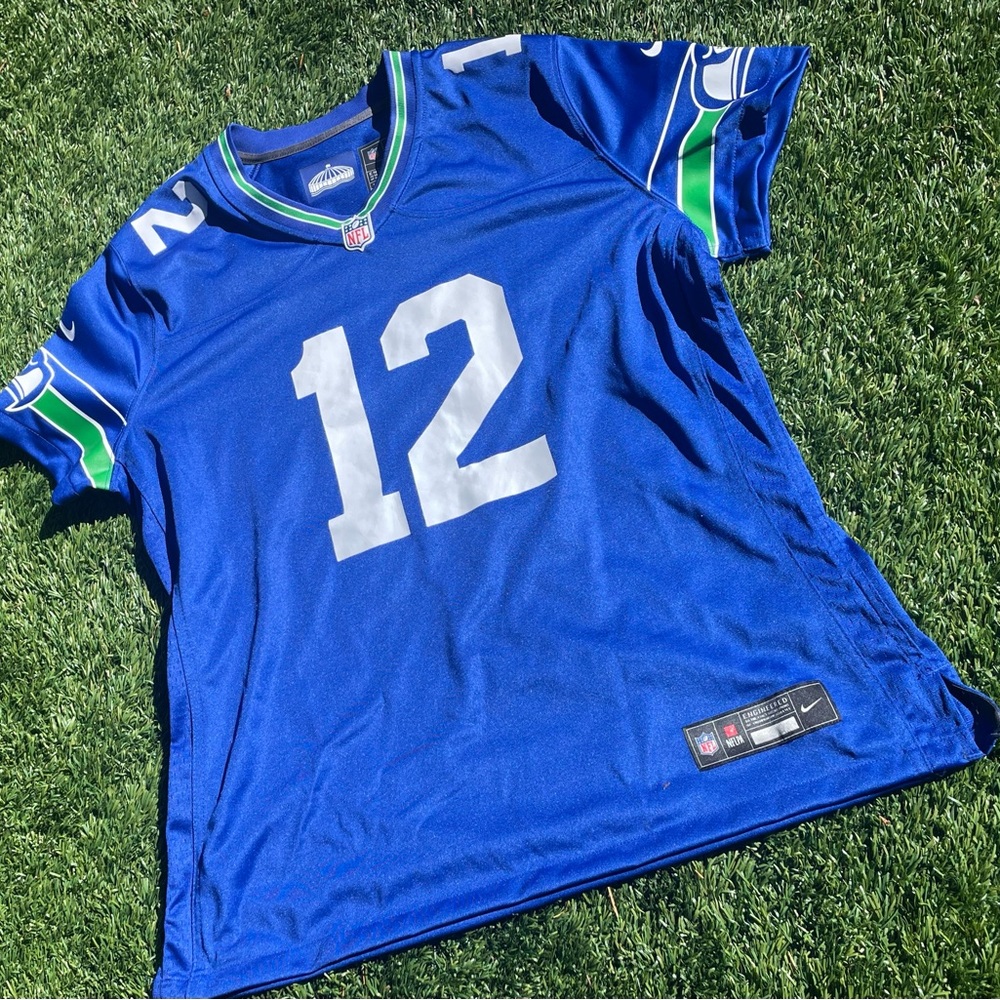 NFL Blue Jersey with White Accents vintage colors W size XL